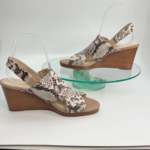 Cole Haan Philomina Sandal 8 B Leather Wedge Python Print - Picture 7 of 9